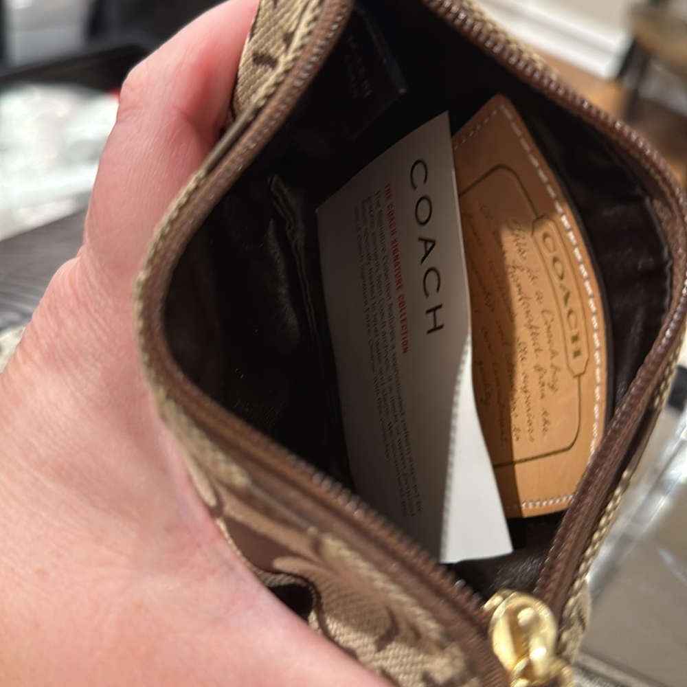 Coach Legacy Signature Canvas & Leather Wristlet (w/Gold Coach Charm & Hangtag) - Picture 11 of 15